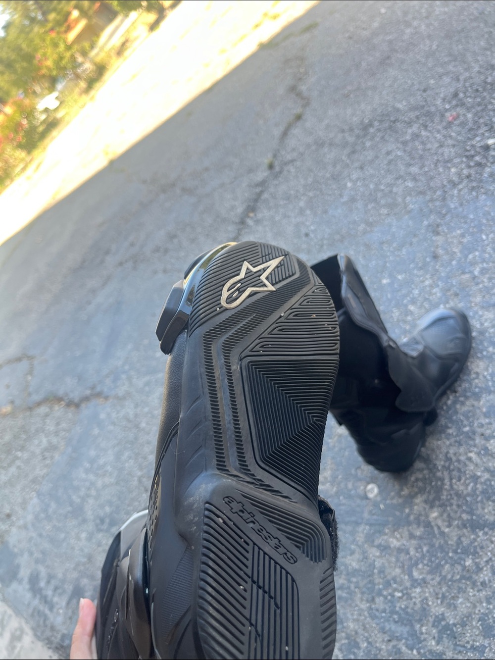 Alpinestars Black Racing Motorcycle Boots with Silver Logos - Picture 6 of 6